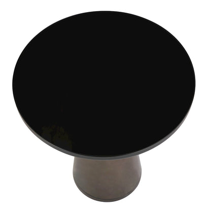 Tully Collection Glass side Table Grey glass, Black Rim with Black Glass top
