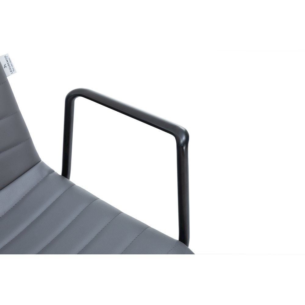 Zylar Series Office Guest Arm Chair in Grey Leather