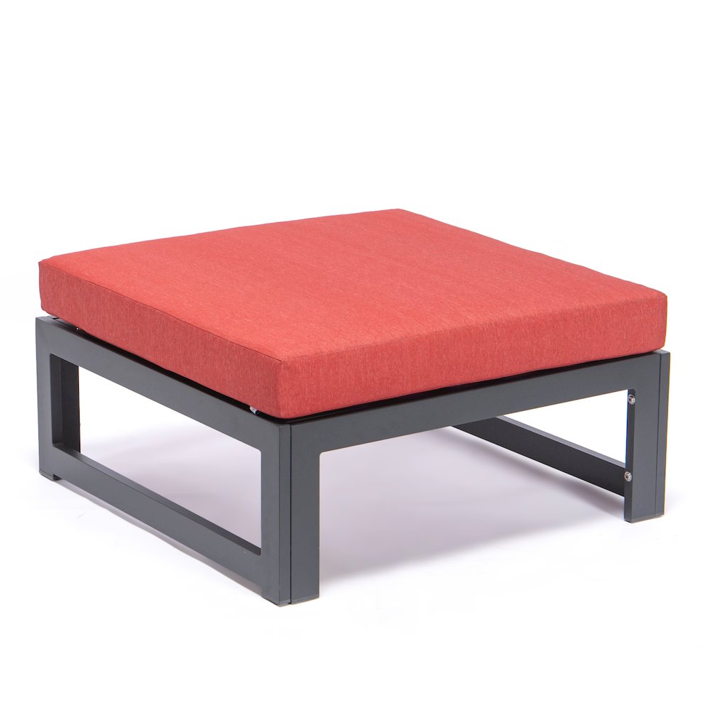 Chelsea Outdoor Patio Black Aluminum Ottomans With Cushions Set Of 2