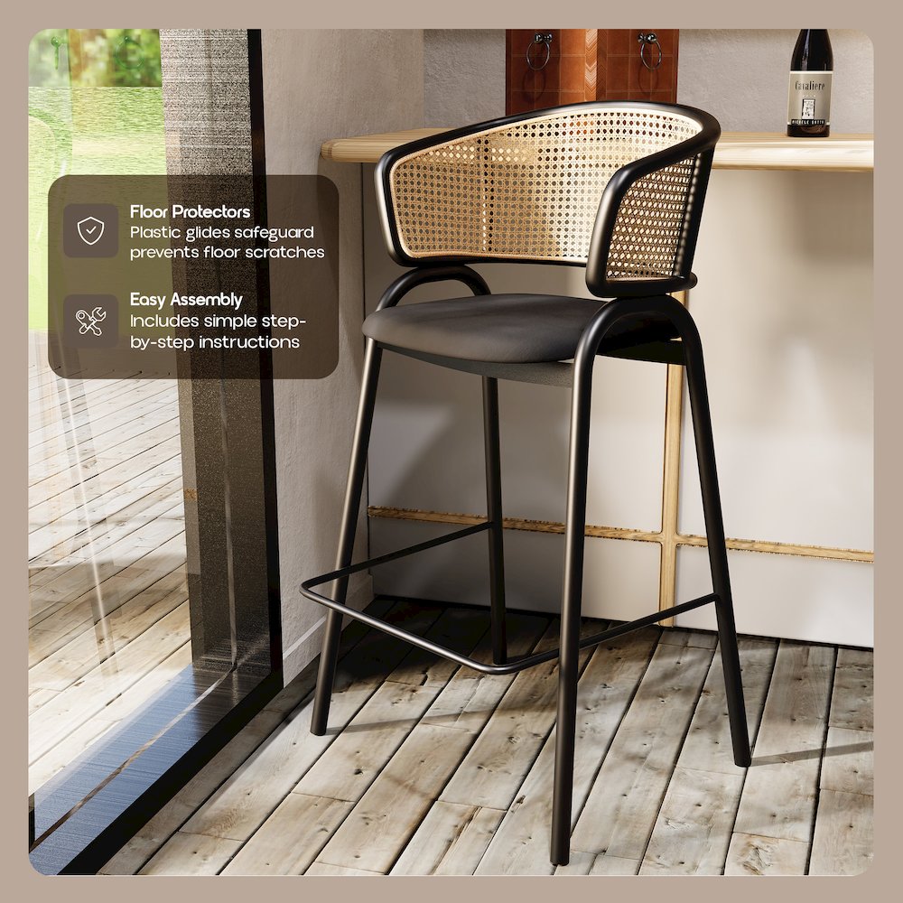 Ervilla Wicker Bar Stool Set of 2
