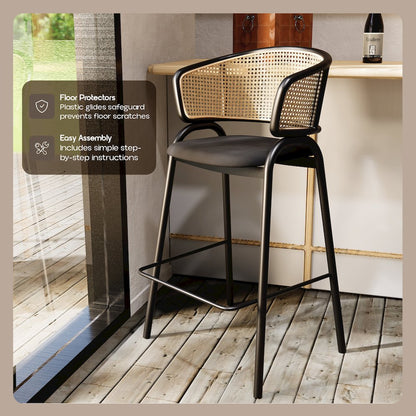Ervilla Wicker Bar Stool Set of 2