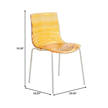 Astor Water Ripple Design Dining Chair in White Base Orange Seat Set of 2