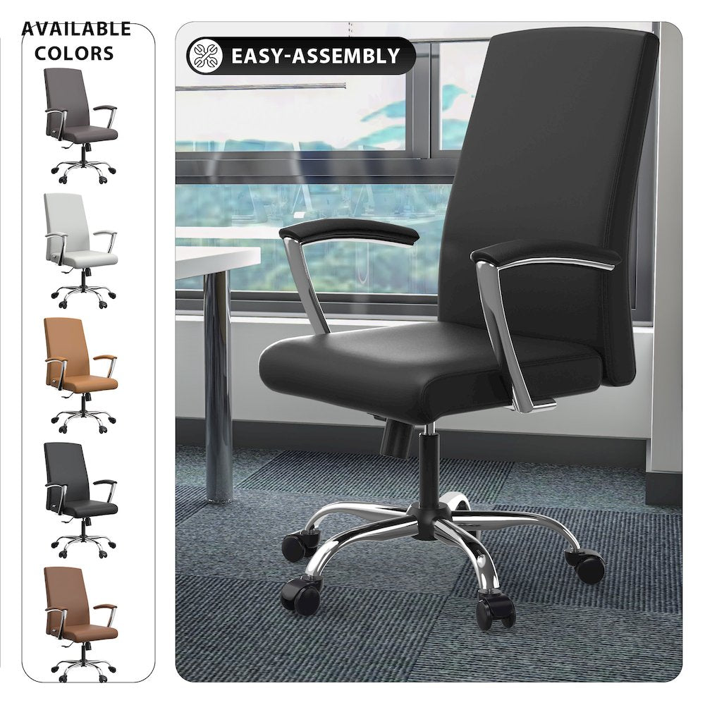 Evander Office Guest Chair in Black Leather