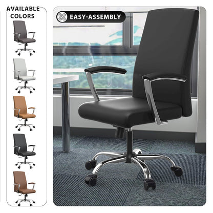 Evander Office Guest Chair in Black Leather