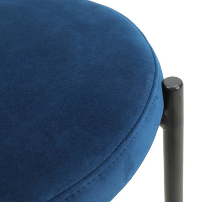 Euston Modern Wicker Bar Stool With Black Steel Frame, Set of 2 in Navy Blue