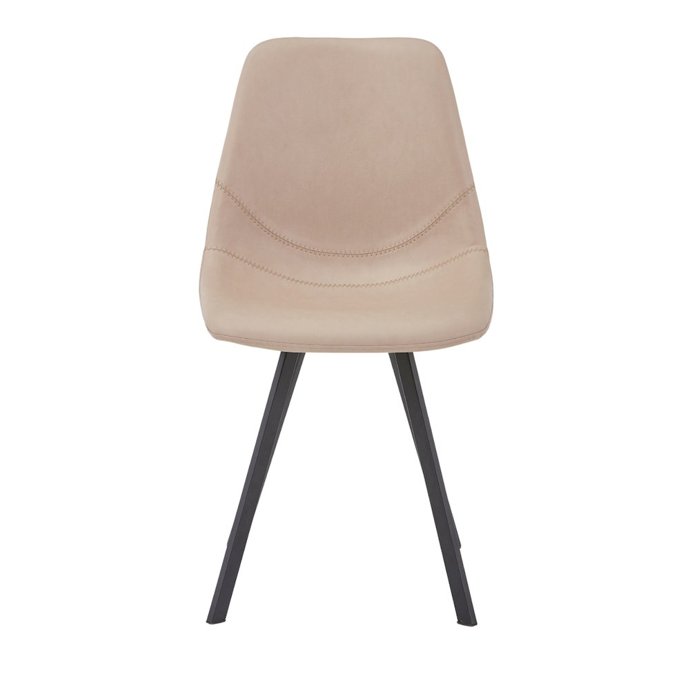 Markly Modern Leather Dining Chair With Metal Legs in Taupe