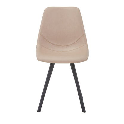 Markly Modern Leather Dining Chair With Metal Legs in Taupe