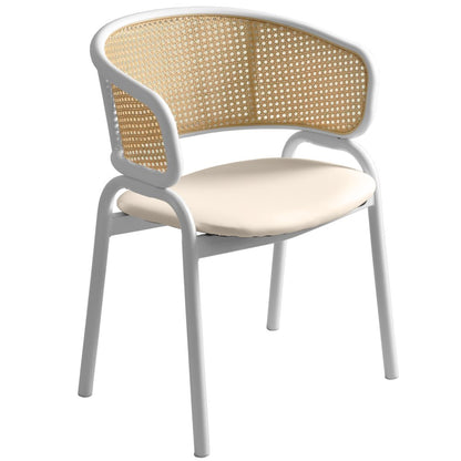 Ervilla - Dining Chair - White frame in White Leather