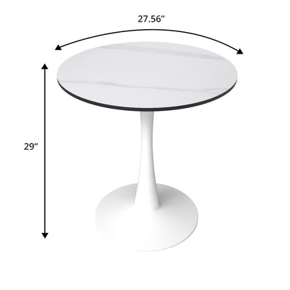Bristol 27 round dining table White base with White Sintered stone Top