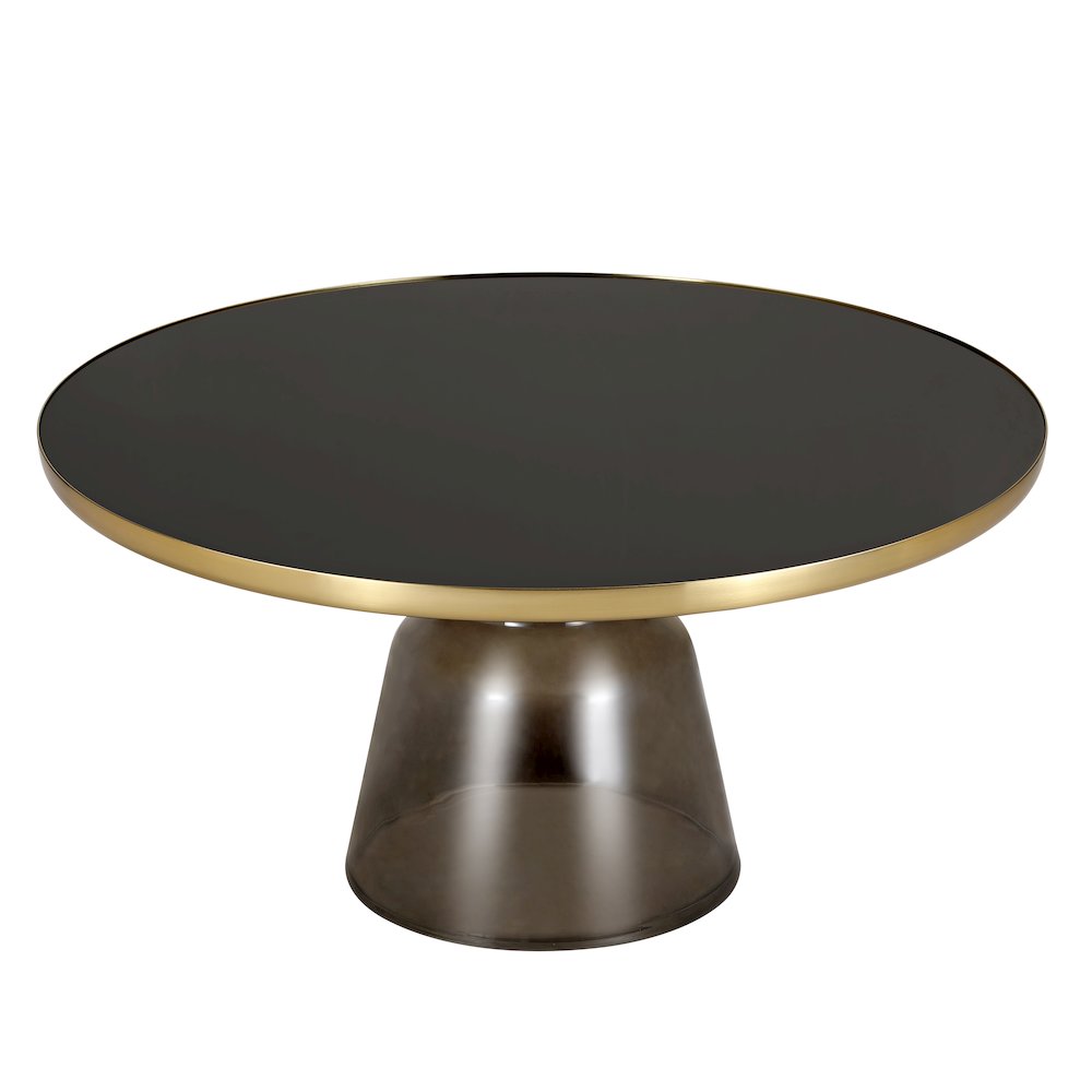 Tully Collection Glass Coffee Table Grey glass, Gold Rim with Black Glass top