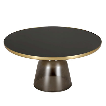 Tully Collection Glass Coffee Table Grey glass, Gold Rim with Black Glass top