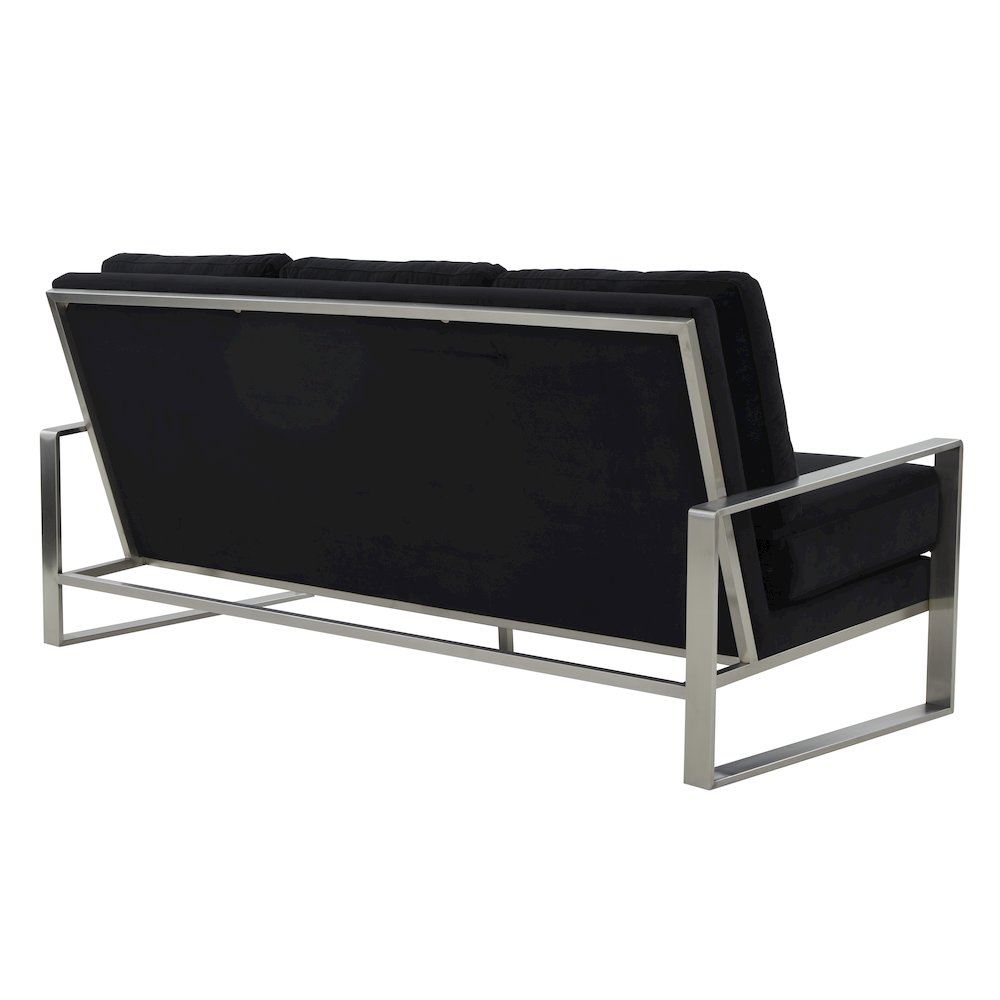 Jefferson Contemporary Modern Design Velvet Sofa With Silver Frame