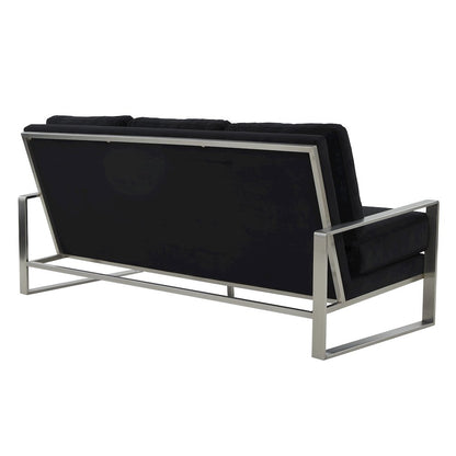 Jefferson Contemporary Modern Design Velvet Sofa With Silver Frame