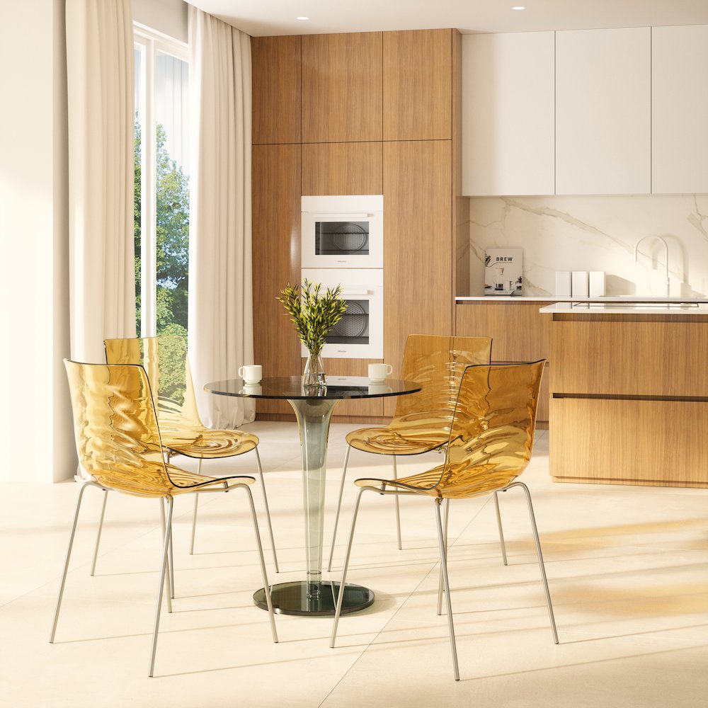 Astor Water Ripple Design Dining Chair Set of 4