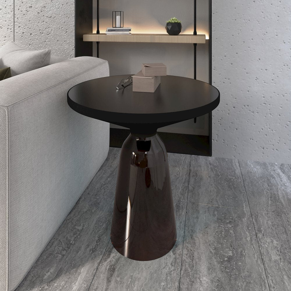 Tully Collection Glass side Table Grey glass, Black Rim with Black Glass top