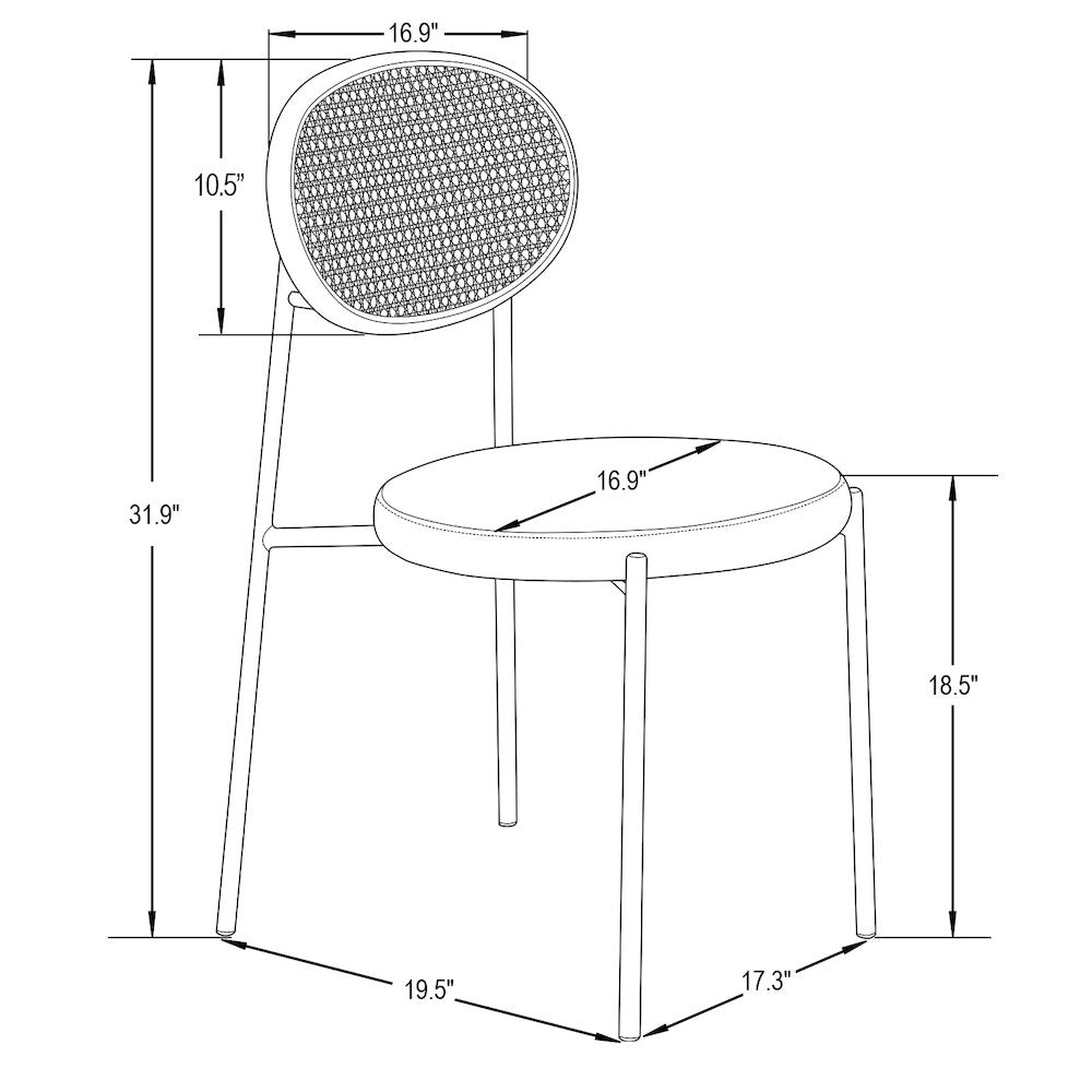 Euston Modern Wicker Dining Chair with Velvet Round Seat