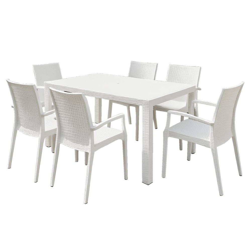 Mace Mid-Century 7-Piece Rectangular Outdoor Dining Set