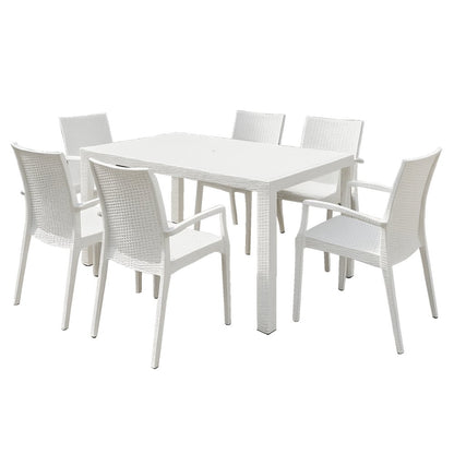 Mace Mid-Century 7-Piece Rectangular Outdoor Dining Set