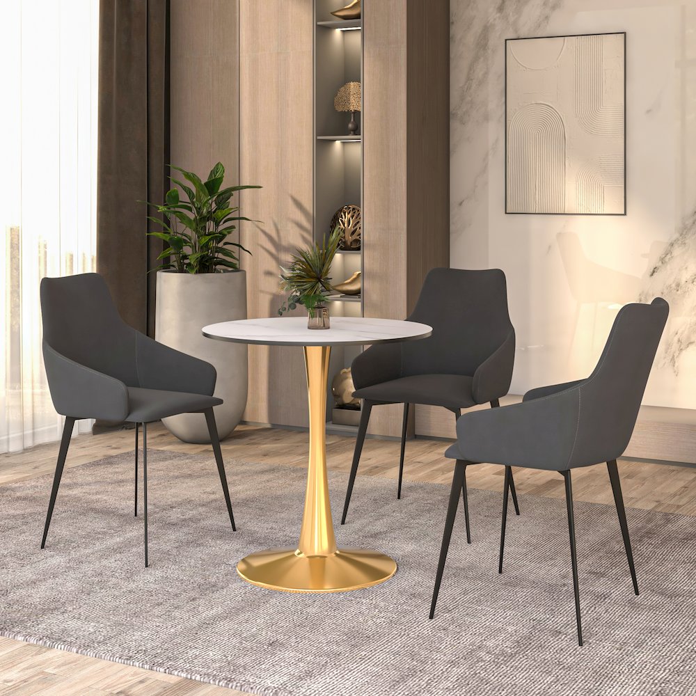 Bristol 24" round dining table Gold Base With White Top