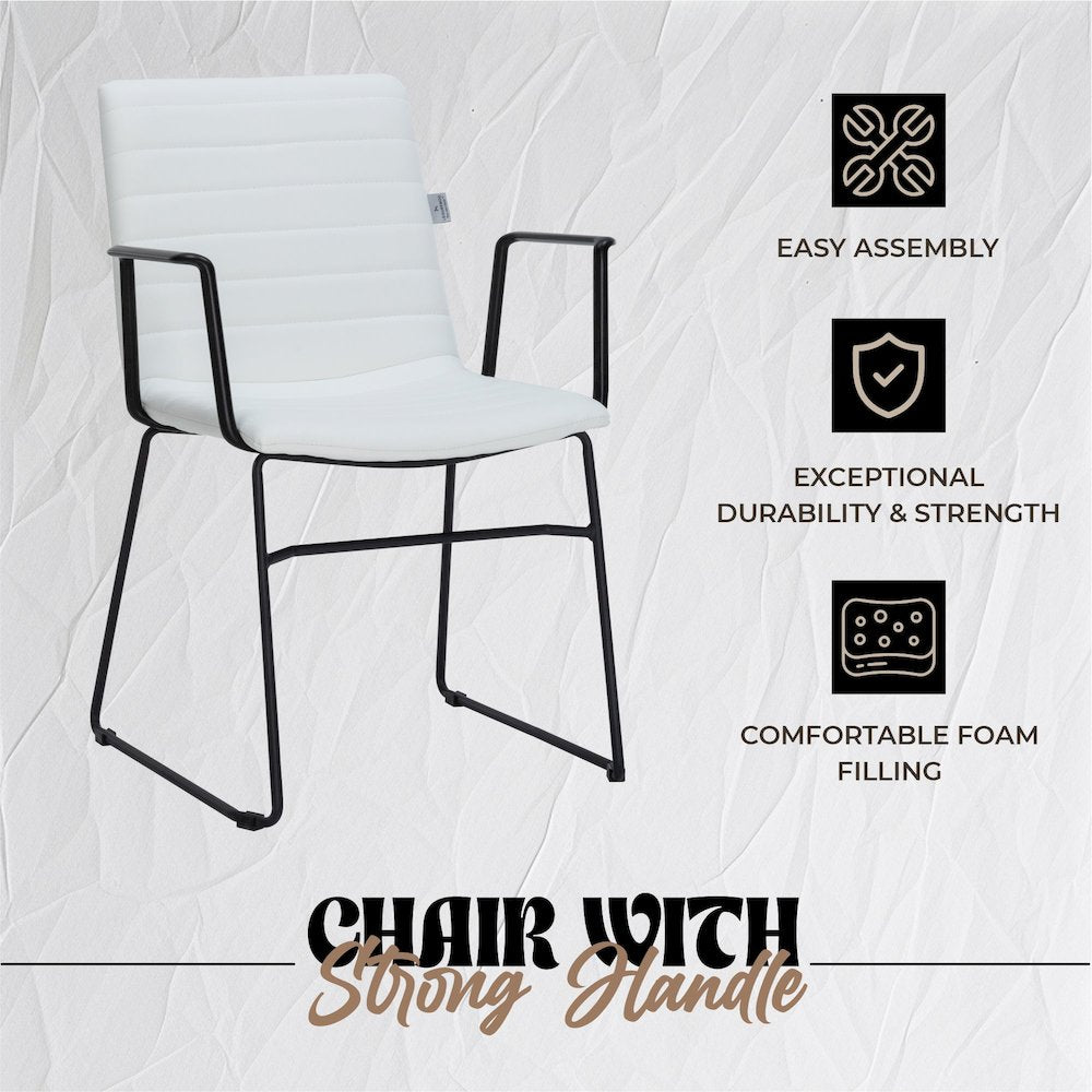 Zylar Series Office Guest Arm Chair in White Leather