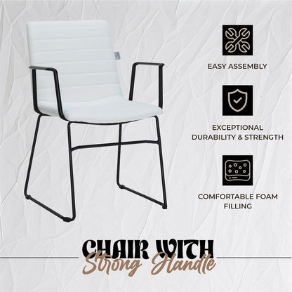 Zylar Series Office Guest Arm Chair in White Leather