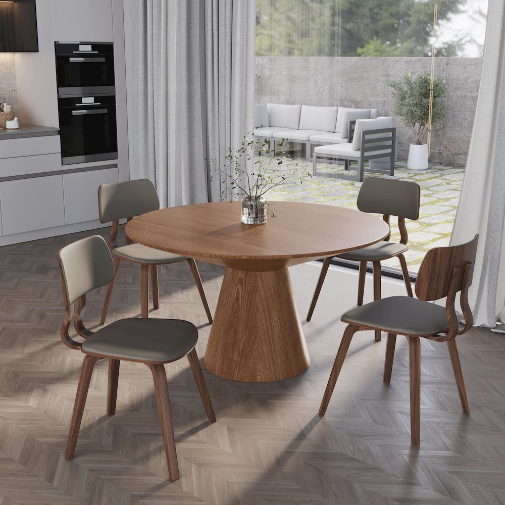 5-Piece Dining Set in Walnut/Light Grey