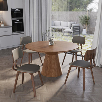 5-Piece Dining Set in Walnut/Light Grey
