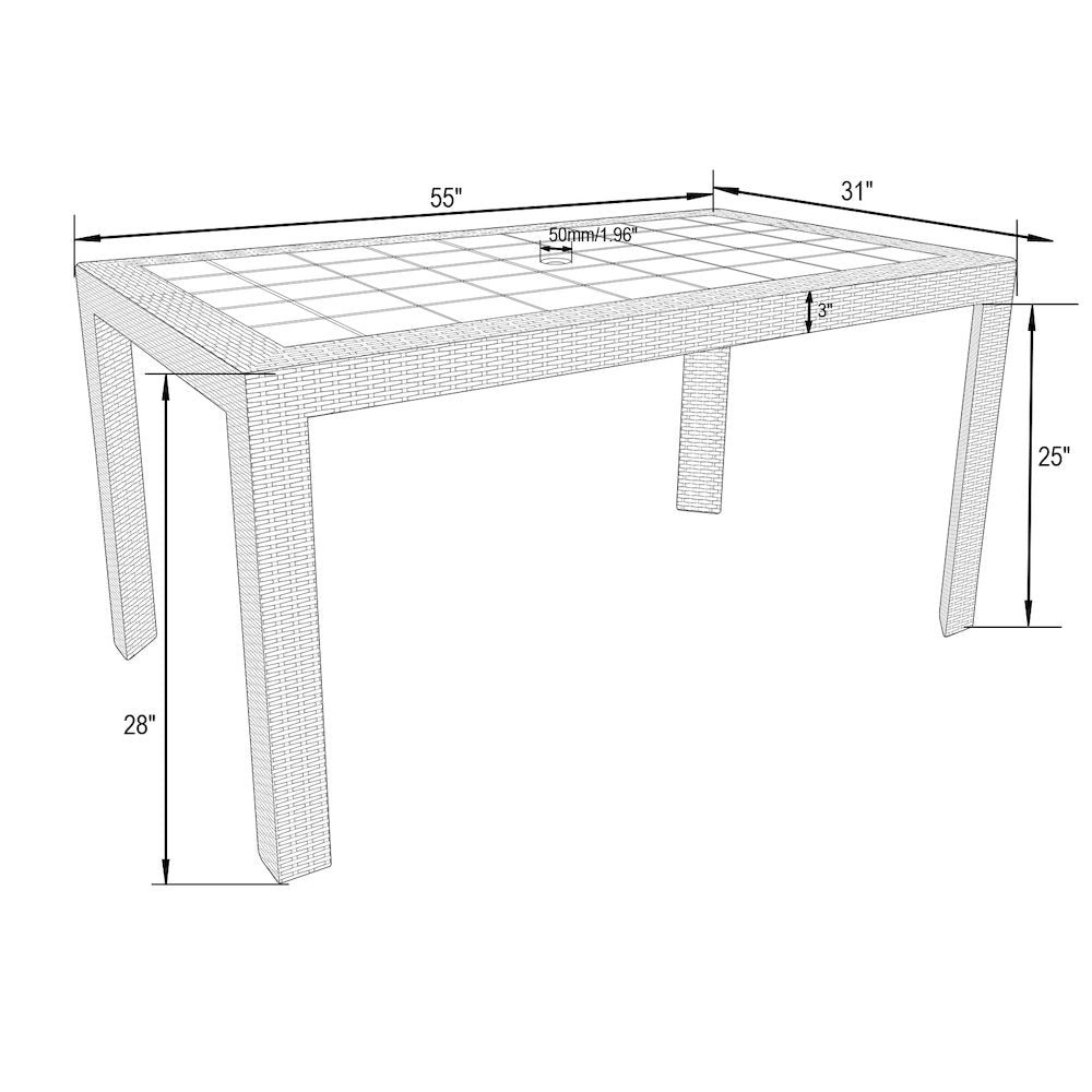 Mace Mid-Century 7-Piece Rectangular Outdoor Dining Set