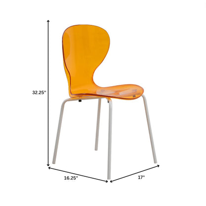 Modern Oyster Transparent Side Chair in White Base