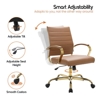 Benmar Home Leather Office Chair With Gold Frame
