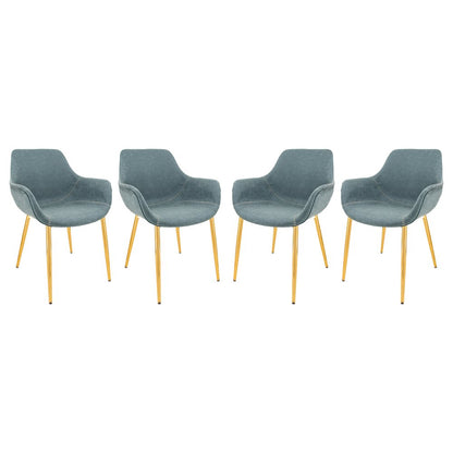 Markley Modern Leather Dining Arm Chair With Gold Metal Legs Set of 4