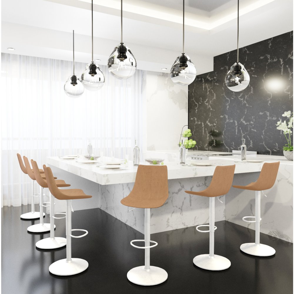 Tilbury - Bar stool White Base- Light Brown