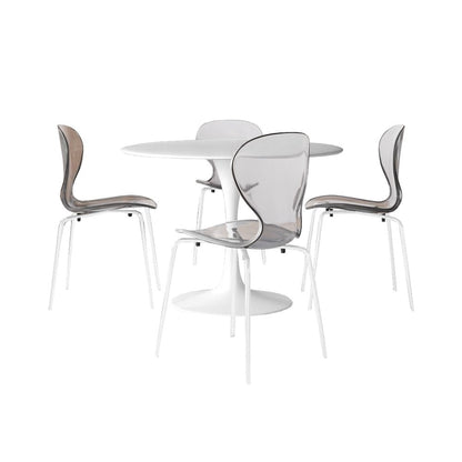 5-Piece Dining Set Round White MDF Dining Table