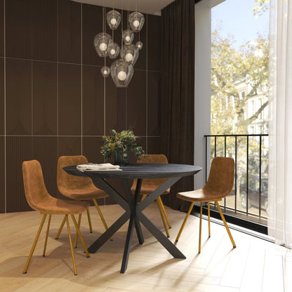 Markley Modern Leather Dining Chair With Gold Legs