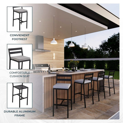 Chelsea Collection Modern Aluminum Outdoor Bar Chair Set of 2