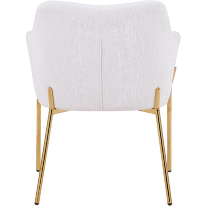 Zaire Collection Modern Dining Chair, Gold Legs and White Boucle