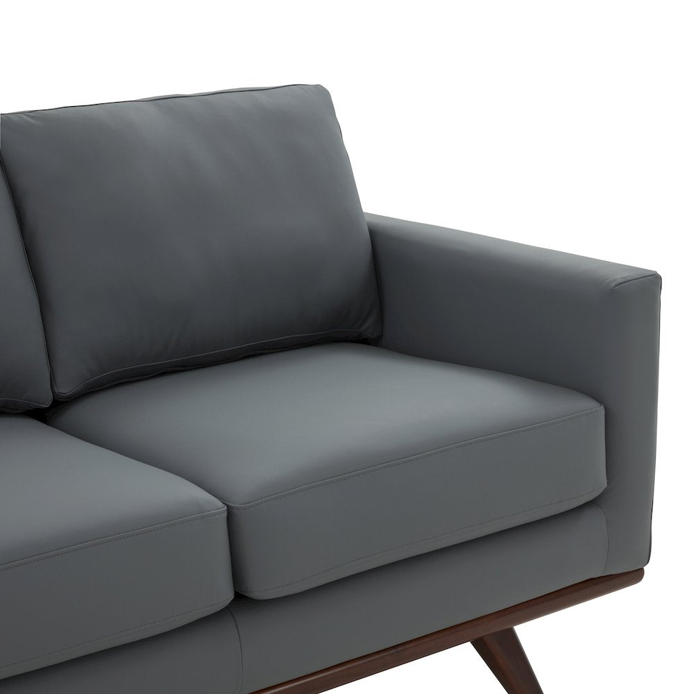 Chester Modern Leather Sofa With Birch Wood Base