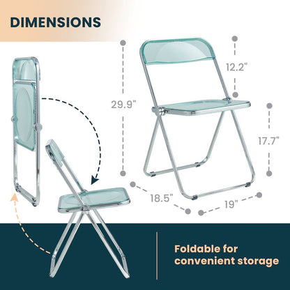Lawrence Acrylic Folding Chair With Metal Frame, Set of 4