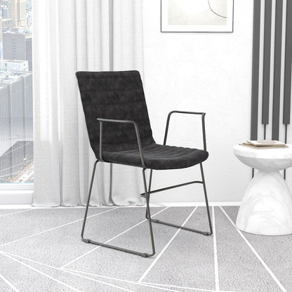 Zylar Series Office Guest Arm Chair in Charcoal Leather