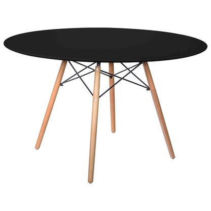 Dover Round Wooden Top Dining Table W/ Natural Wood Eiffel Base