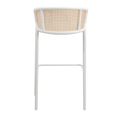 Ervilla Mid-Century Modern Wicker Bar Stool in White