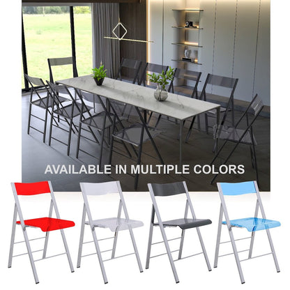 Menno Modern Acrylic Folding Chair Black Frame With Trans Black Seat Set of 2