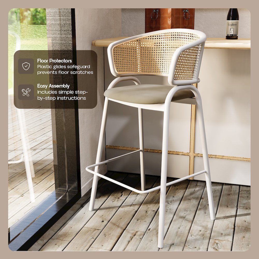 Ervilla Wicker Bar Stool Set of 2