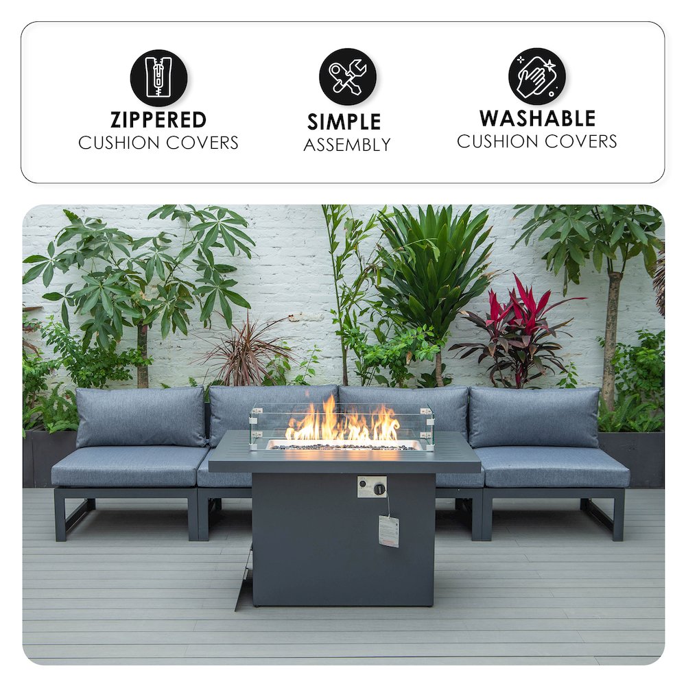 Chelsea 5-Piece Middle Patio Chairs and Fire Pit Table