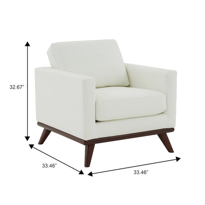 Chester Modern Leather Accent Arm Chair With Birch Wood Base