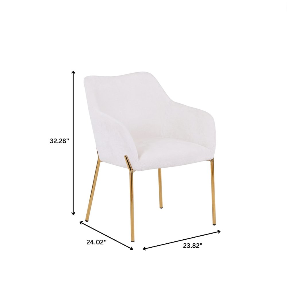 Zaire Collection Modern Dining Chair, Gold Legs and White Boucle