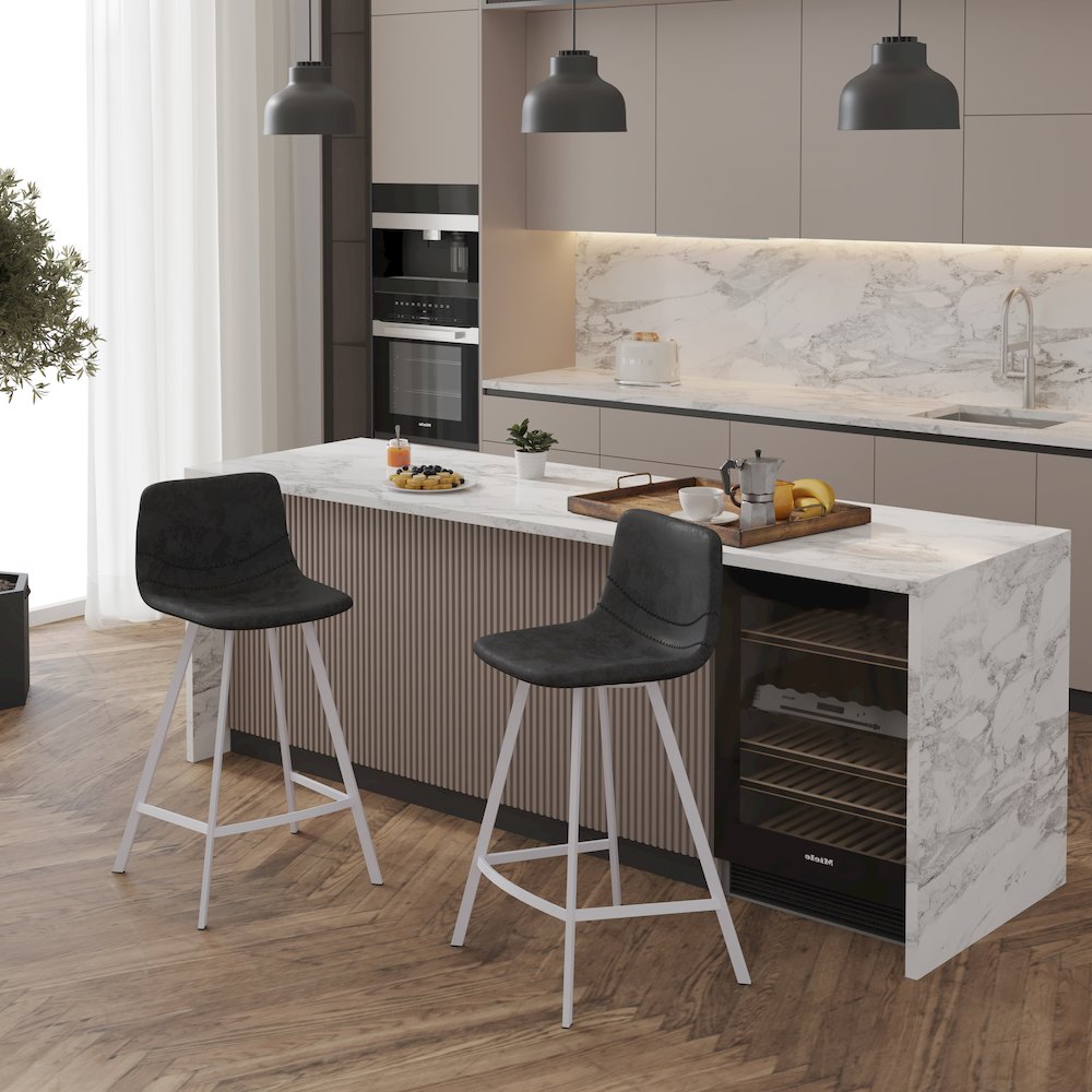 Elland - Counter stool -White Base-Charcoal Black