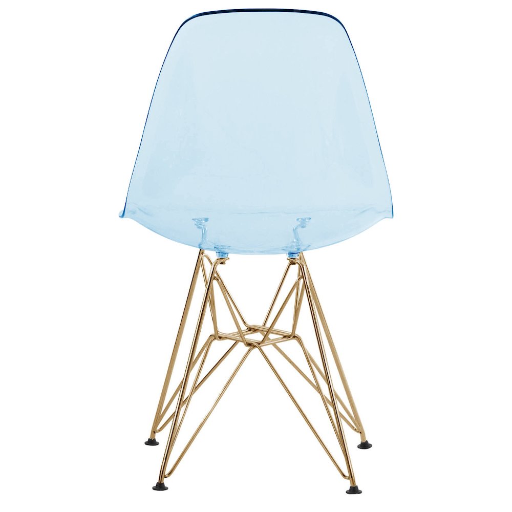 5-Piece Dining Set 35" Round Dining Table in Chrome - Transparent Blue