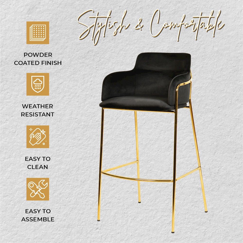 Axis Collection Modern Gold Bar height Chair in Charcoal