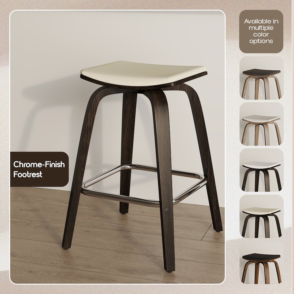 Wooden Counter Stool in Taupe